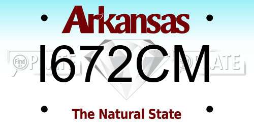 I672CM Arkansas License Plate