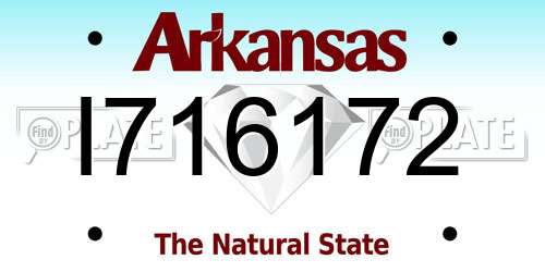 I716172 Arkansas License Plate