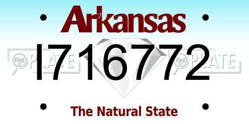 I716772 Arkansas License Plate