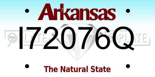 I72076Q Arkansas License Plate