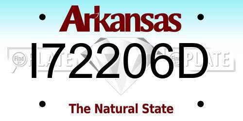 I72206D Arkansas License Plate