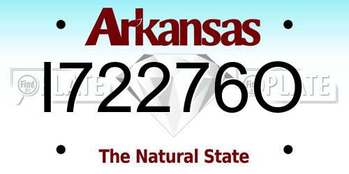 I72276O Arkansas License Plate
