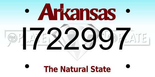 I722997 Arkansas License Plate