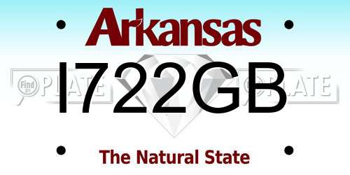 I722GB Arkansas License Plate