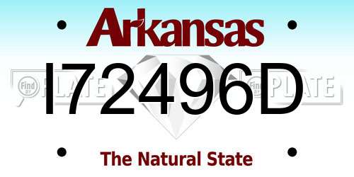 I72496D Arkansas License Plate