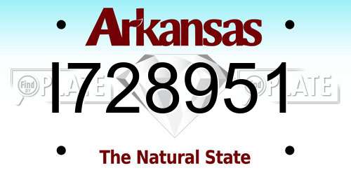 I728951 Arkansas License Plate
