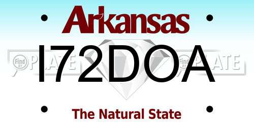 I72DOA Arkansas License Plate