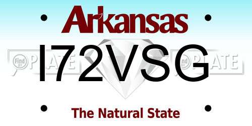 I72VSG Arkansas License Plate