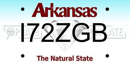 I72ZGB Arkansas License Plate