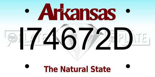 I74672D Arkansas License Plate