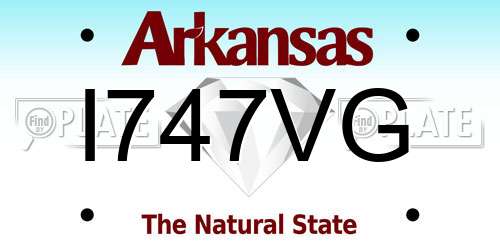 I747VG Arkansas License Plate