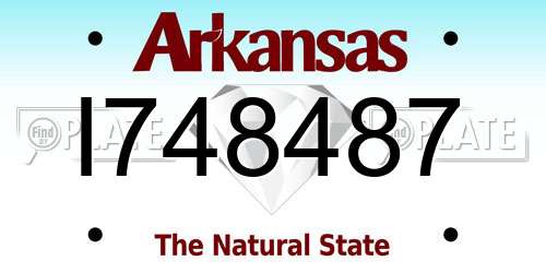 I748487 Arkansas License Plate