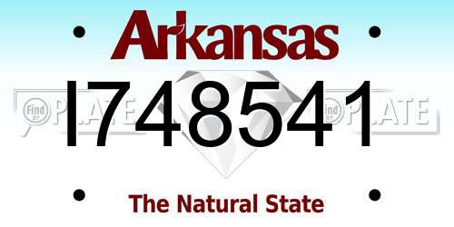 I748541 Arkansas License Plate