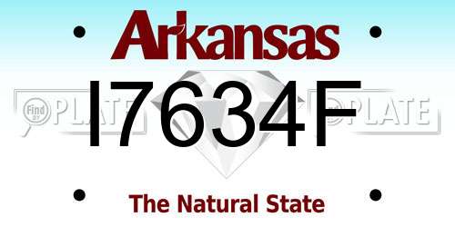 I7634F Arkansas License Plate