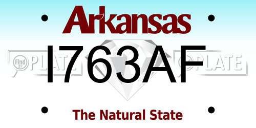 I763AF Arkansas License Plate