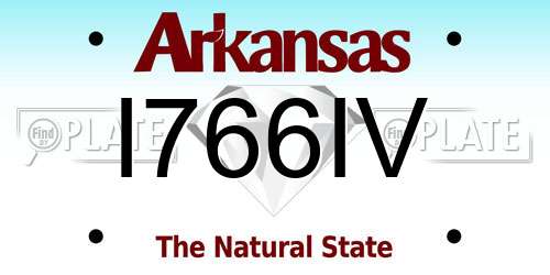 I766IV Arkansas License Plate