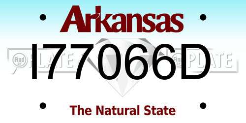 I77066D Arkansas License Plate