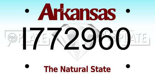 I772960 Arkansas License Plate
