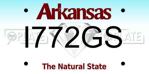 I772GS Arkansas License Plate