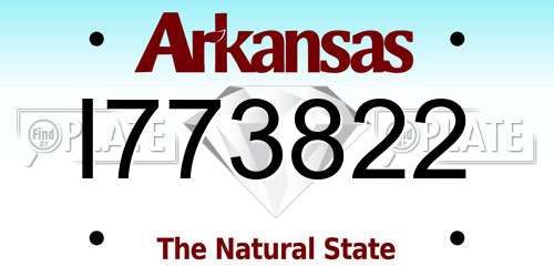I773822 Arkansas License Plate