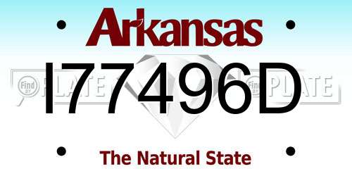 I77496D Arkansas License Plate