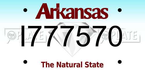 I777570 Arkansas License Plate