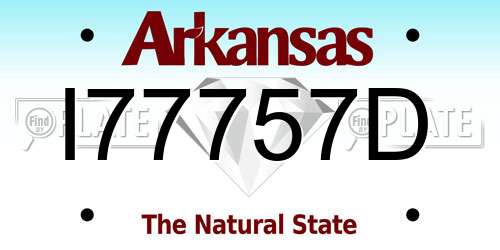 I77757D Arkansas License Plate