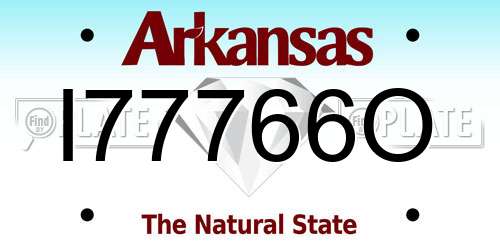 I77766O Arkansas License Plate