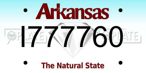 I777760 Arkansas License Plate