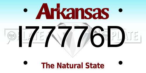 I77776D Arkansas License Plate