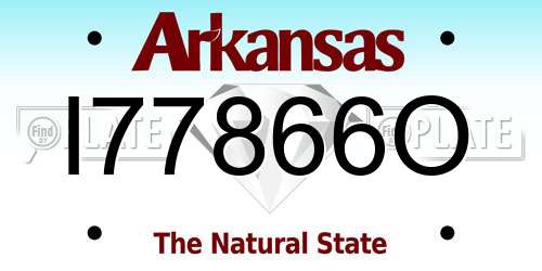 I77866O Arkansas License Plate