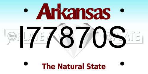 I77870S Arkansas License Plate