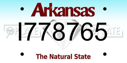 I778765 Arkansas License Plate