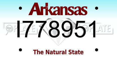 I778951 Arkansas License Plate