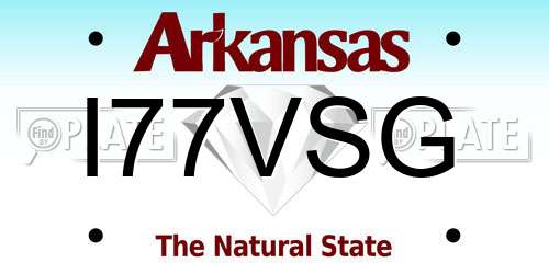 I77VSG Arkansas License Plate