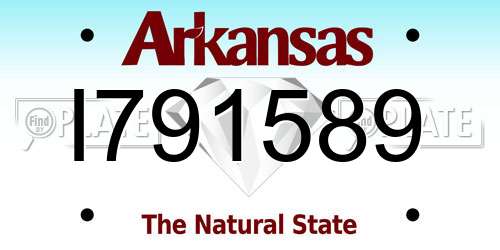 I791589 Arkansas License Plate