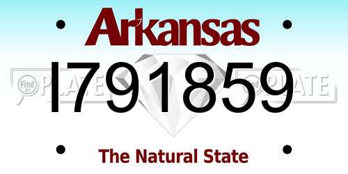 I791859 Arkansas License Plate