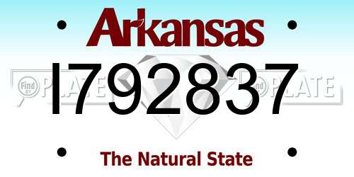 I792837 Arkansas License Plate