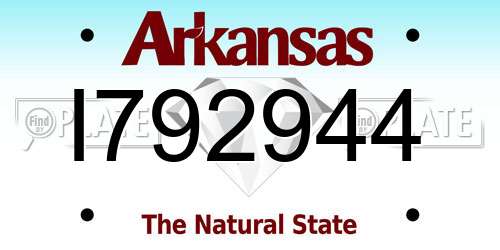 I792944 Arkansas License Plate