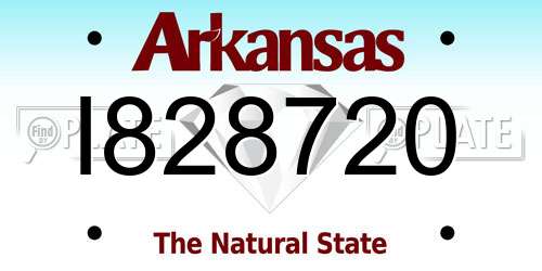 I828720 Arkansas License Plate
