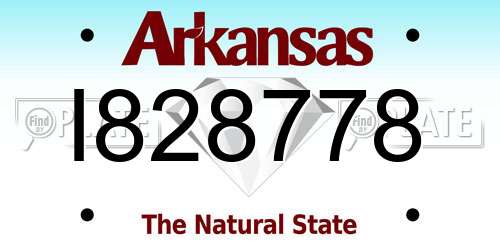 I828778 Arkansas License Plate