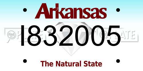 I832005 Arkansas License Plate