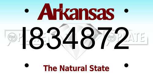 I834872 Arkansas License Plate