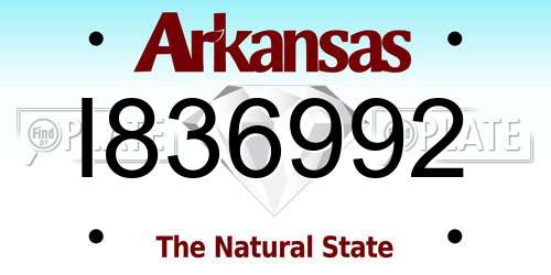 I836992 Arkansas License Plate