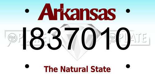 I837010 Arkansas License Plate