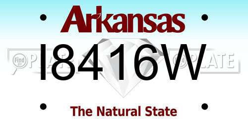I8416W Arkansas License Plate
