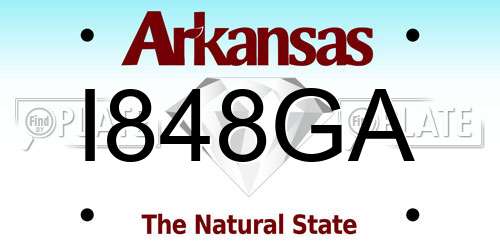 I848GA Arkansas License Plate