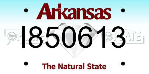 I850613 Arkansas License Plate