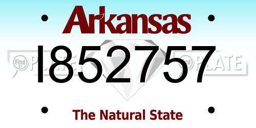 I852757 Arkansas License Plate