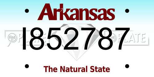 I852787 Arkansas License Plate